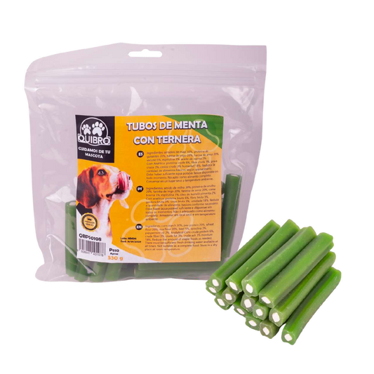 Quibropets Tubos de Menta con Ternera