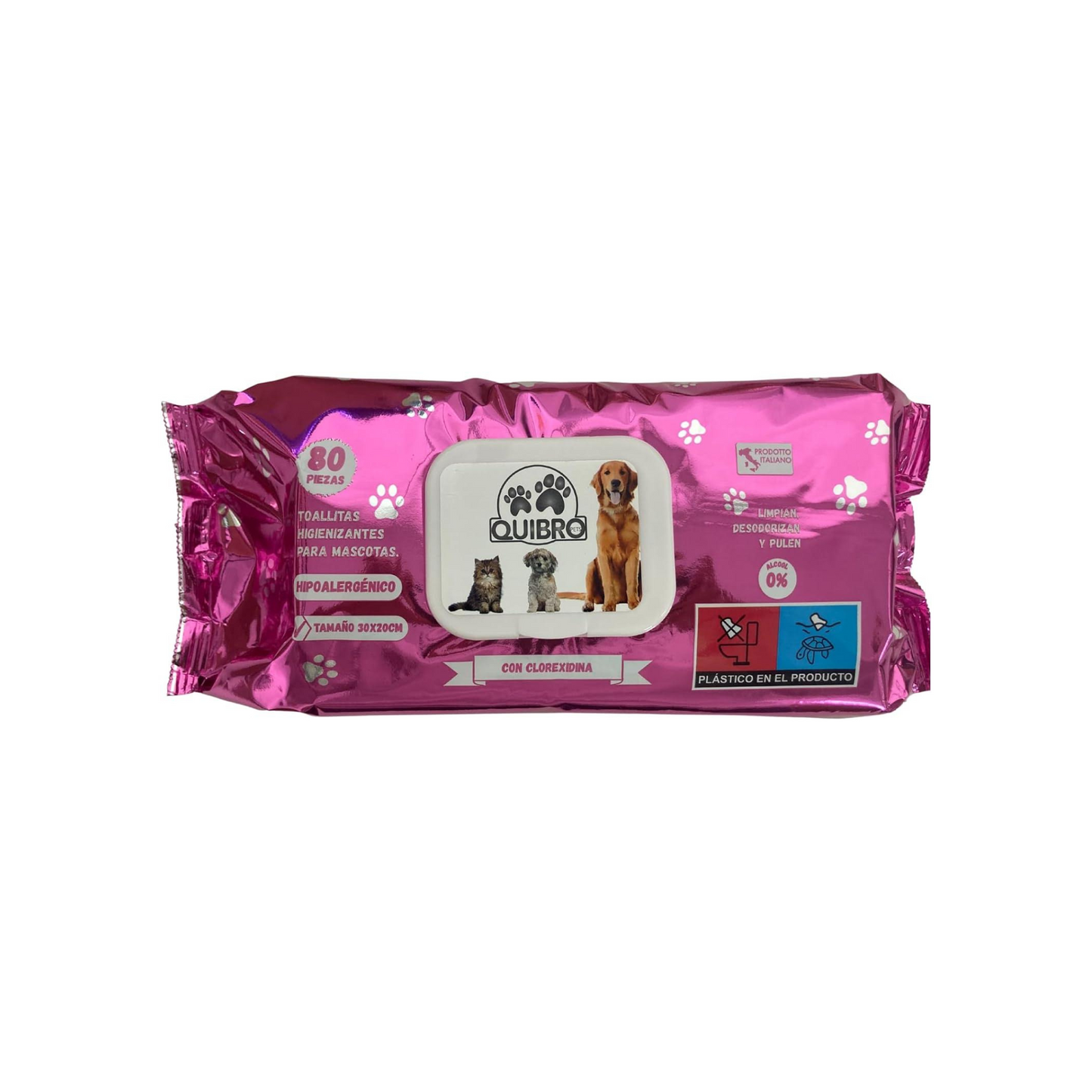 Quibropets Toallitas Húmedas con Clorhexidina 80 Unidades