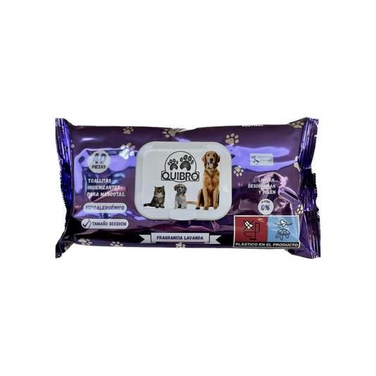 Quibropets Toallitas Húmedas con Fragancia Lavanda 40 Unidades