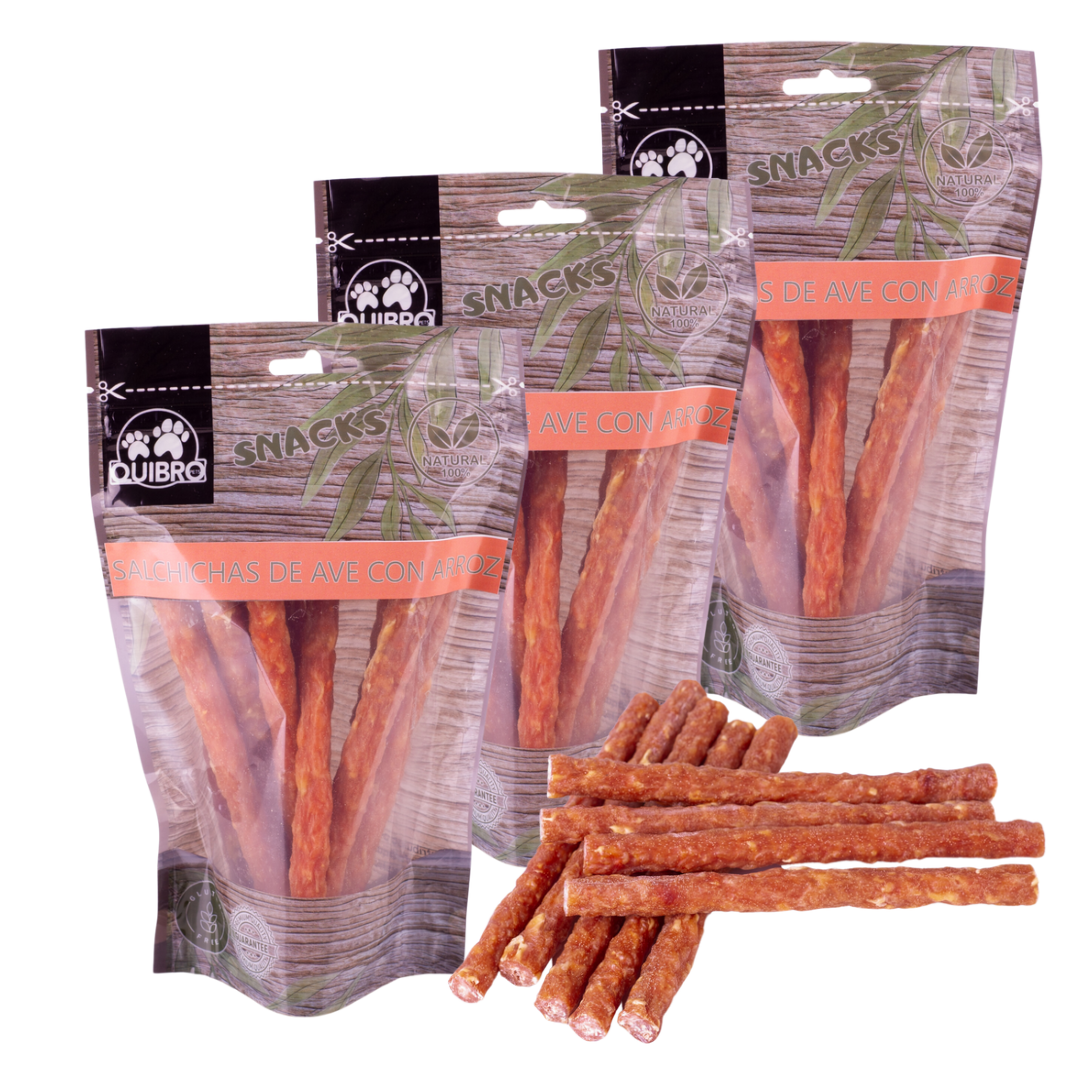 Quibropets Salchichas de Ave con Arroz (3x200g)