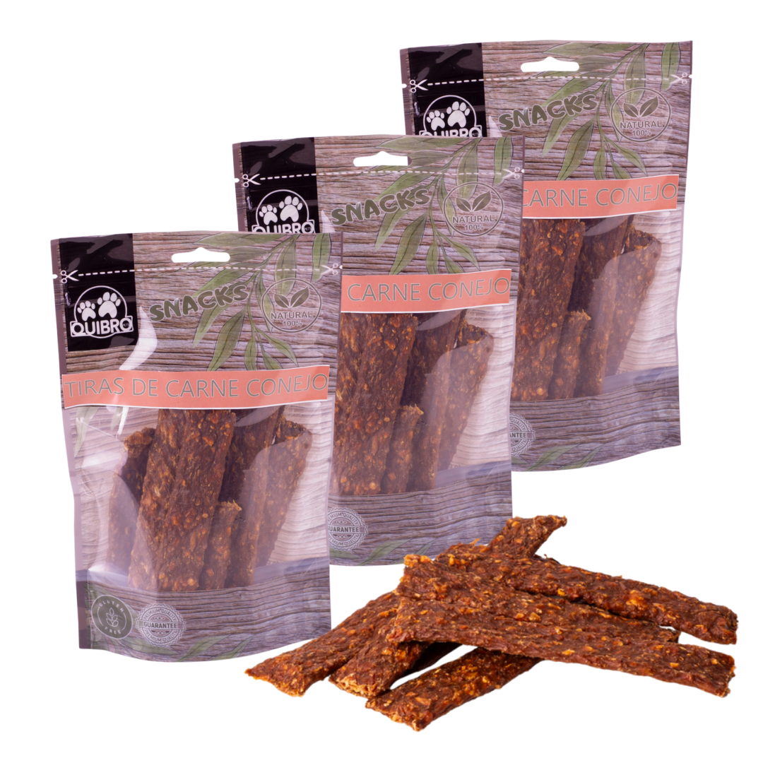 Quibropets Tiras de Carne de Conejo (3x150g)